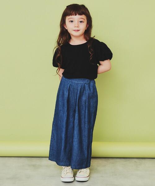 THE SHOP TK （ザ ショップ ティーケー ）の「【120-150】デニム＆花柄スカーチョ/ママとおそろい・洗濯機OK（その他パンツ・キッズ・ブラック系/サックスブルー/ネイビー・12/15 /13/14）」の5枚目の写真