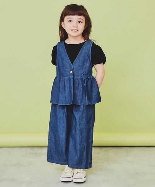 THE SHOP TK （ザ ショップ ティーケー ）の「【120-150】デニム＆花柄スカーチョ/ママとおそろい・洗濯機OK（その他パンツ・キッズ・ブラック系/サックスブルー/ネイビー・12/15 /13/14）」の6枚目の写真