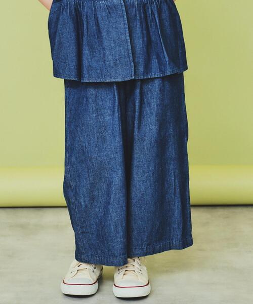 THE SHOP TK （ザ ショップ ティーケー ）の「【120-150】デニム＆花柄スカーチョ/ママとおそろい・洗濯機OK（その他パンツ・キッズ・ブラック系/サックスブルー/ネイビー・12/15 /13/14）」の9枚目の写真