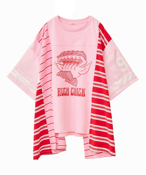 Candy Stripper ロンT ボーダー長袖トップスリメイク風 Candy Stripper ロンT ボーダー長袖トップスリメイク風