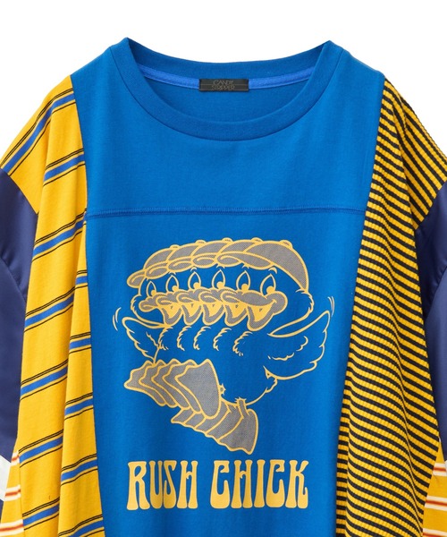 「Candy Stripper」 半袖Tシャツ 2 イエロー レディース Candy Stripper｜SPACE TRIP BIG BIG TEE | Rakuten Fashion