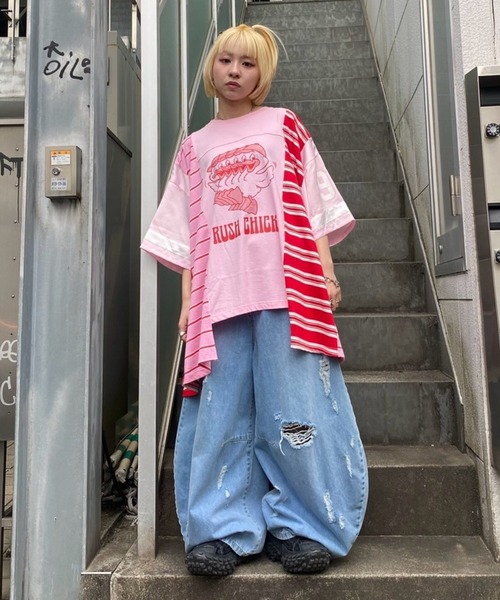 Candy Stripper（キャンディストリッパー）の「RUSH CHICK BORDER SWICHED トップス（Tシャツ/カットソー・レディース・ピンク/ブルー/エメラルド・FREE）」の10枚目の写真