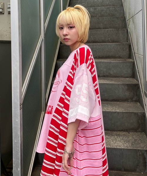 Candy Stripper（キャンディストリッパー）の「RUSH CHICK BORDER SWICHED トップス（Tシャツ/カットソー・レディース・ピンク/ブルー/エメラルド・FREE）」の9枚目の写真