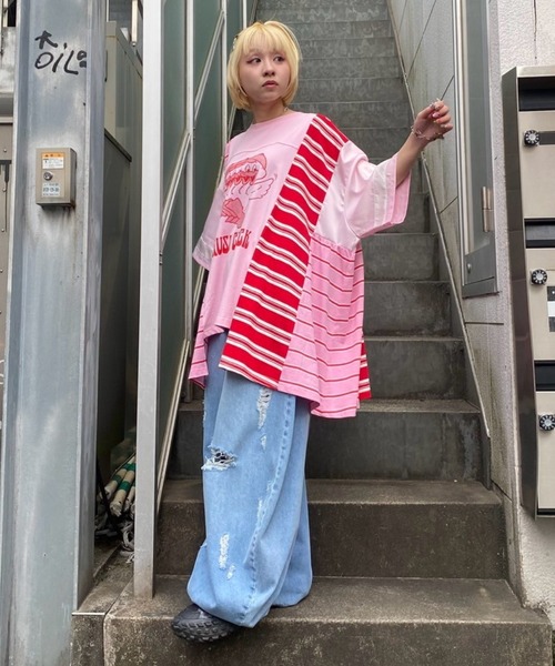 Candy Stripper（キャンディストリッパー）の「RUSH CHICK BORDER SWICHED トップス（Tシャツ/カットソー・レディース・ピンク/ブルー/エメラルド・FREE）」の11枚目の写真