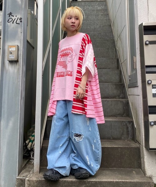 Candy Stripper（キャンディストリッパー）の「RUSH CHICK BORDER SWICHED トップス（Tシャツ/カットソー・レディース・ピンク/ブルー/エメラルド・FREE）」の12枚目の写真