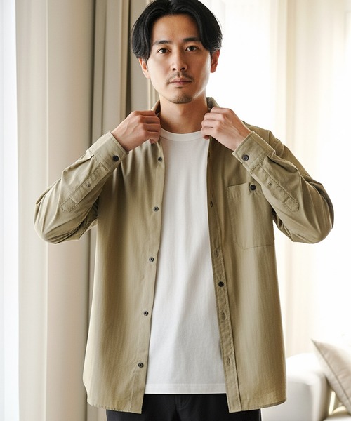 jiggys shop（ジギーズショップ）の「ポリエステルタフタ スナップボタン テックシャツ（シャツ/ブラウス・メンズ・チャコールグレー/カーキ/ブラック/ベージュ・MEDIUM/SMALL/X-LARGE/LARGE）」の3枚目の写真