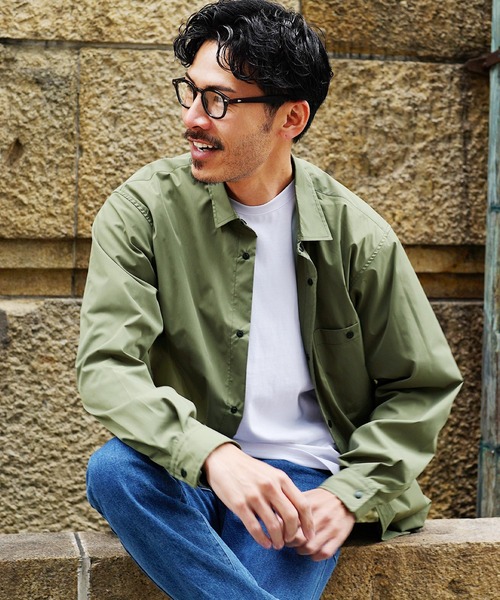 jiggys shop（ジギーズショップ）の「ポリエステルタフタ スナップボタン テックシャツ（シャツ/ブラウス・メンズ・チャコールグレー/カーキ/ブラック/ベージュ・MEDIUM/SMALL/X-LARGE/LARGE）」の4枚目の写真