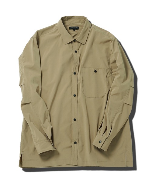 jiggys shop（ジギーズショップ）の「ポリエステルタフタ スナップボタン テックシャツ（シャツ/ブラウス・メンズ・チャコールグレー/カーキ/ブラック/ベージュ・MEDIUM/SMALL/X-LARGE/LARGE）」の13枚目の写真