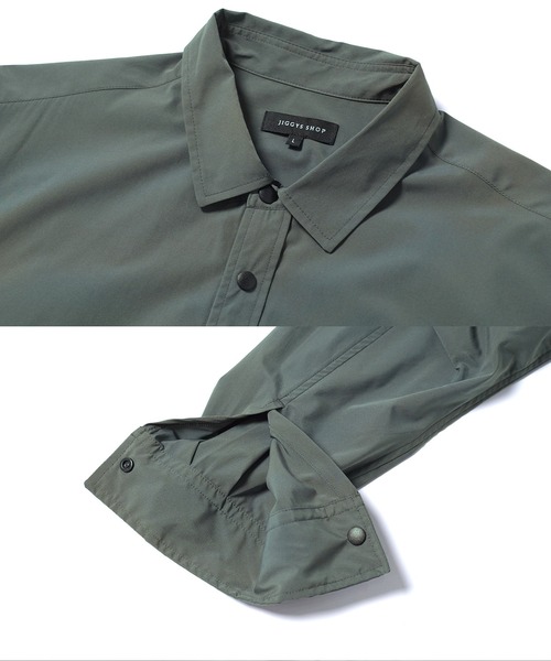 jiggys shop（ジギーズショップ）の「ポリエステルタフタ スナップボタン テックシャツ（シャツ/ブラウス・メンズ・チャコールグレー/カーキ/ブラック/ベージュ・MEDIUM/SMALL/X-LARGE/LARGE）」の6枚目の写真