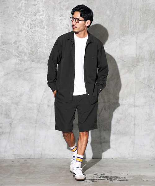 jiggys shop（ジギーズショップ）の「ポリエステルタフタ スナップボタン テックシャツ（シャツ/ブラウス・メンズ・チャコールグレー/カーキ/ブラック/ベージュ・MEDIUM/SMALL/X-LARGE/LARGE）」の8枚目の写真