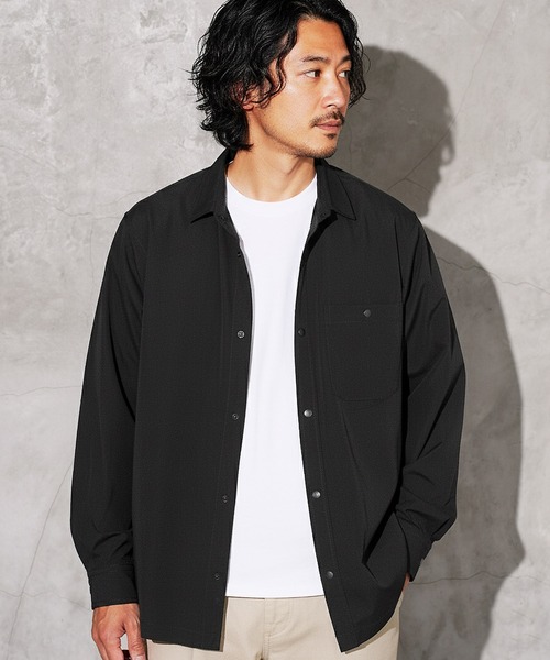 jiggys shop（ジギーズショップ）の「ポリエステルタフタ スナップボタン テックシャツ（シャツ/ブラウス・メンズ・チャコールグレー/カーキ/ブラック/ベージュ・MEDIUM/SMALL/X-LARGE/LARGE）」の9枚目の写真