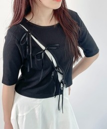 hugi | SLIT RIBBON TOPS/スリットリボントップス(Tシャツ/カットソー)