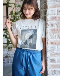 【接触冷感/吸水速乾/UV】フラワーフォトプリントTシャツ