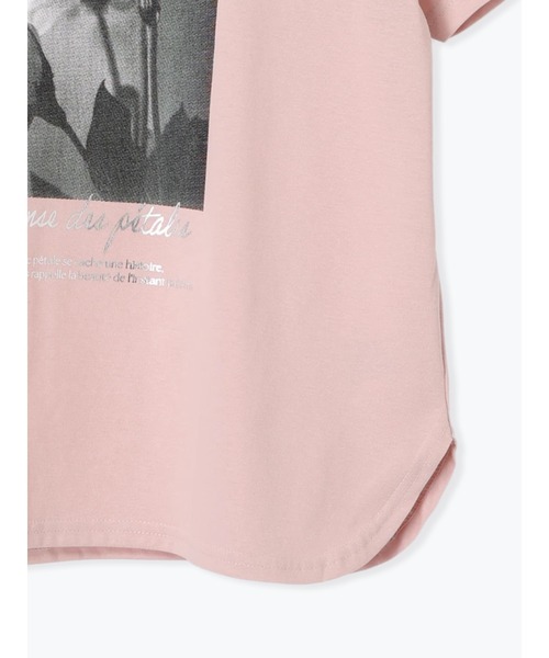 LUDIC PARK(ルディックパーク)の「【接触冷感/吸水速乾/UV】フラワーフォトプリントTシャツ(Tシャツ/カットソー・レディース・オフホワイト/ピンク/ダークグレー・M/L)」の5枚目の写真