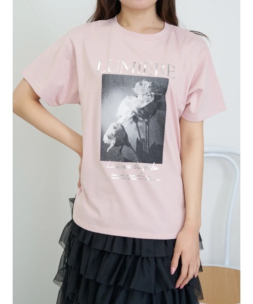 LUDIC PARK(ルディックパーク)の「【接触冷感/吸水速乾/UV】フラワーフォトプリントTシャツ(Tシャツ/カットソー・レディース・オフホワイト/ピンク/ダークグレー・M/L)」の8枚目の写真