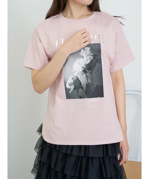 LUDIC PARK(ルディックパーク)の「【接触冷感/吸水速乾/UV】フラワーフォトプリントTシャツ(Tシャツ/カットソー・レディース・オフホワイト/ピンク/ダークグレー・M/L)」の10枚目の写真