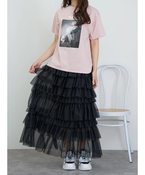 LUDIC PARK(ルディックパーク)の「【接触冷感/吸水速乾/UV】フラワーフォトプリントTシャツ(Tシャツ/カットソー・レディース・オフホワイト/ピンク/ダークグレー・M/L)」の12枚目の写真