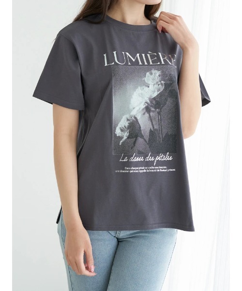 LUDIC PARK(ルディックパーク)の「【接触冷感/吸水速乾/UV】フラワーフォトプリントTシャツ(Tシャツ/カットソー・レディース・オフホワイト/ピンク/ダークグレー・M/L)」の15枚目の写真