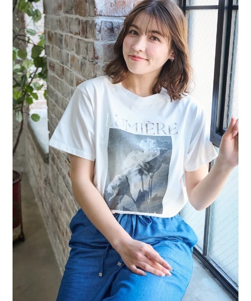 【接触冷感】フラワー発泡プリントTシャツ セール】【接触冷感】フラワーフォト＆ロゴTシャツ（Tシャツ