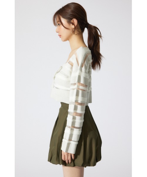 セール】シアーボーダーニットカーディガン シアートップス 春服