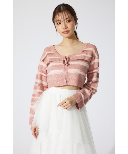 rienda（リエンダ）の「シアーボーダーニットカーディガン　シアートップス 春服（カーディガン/ボレロ・レディース・ホワイト/グリーン/ピンク・FREE）」の21枚目の写真