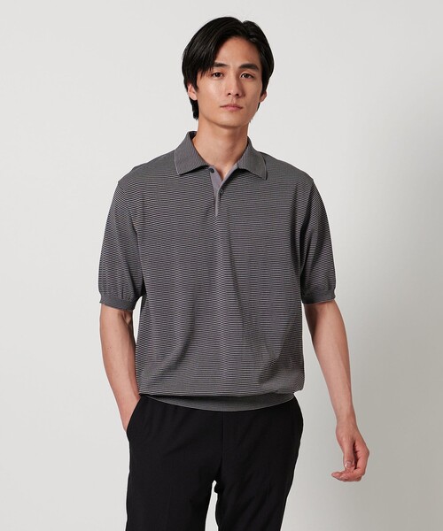 [2枚] UNITED ARROWS Cozy ニットポロ ブラック L UNITED ARROWS｜ショートスリーブ ニットポロシャツ UA COZY