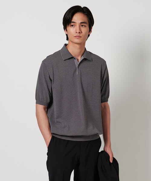 [2枚] UNITED ARROWS Cozy ニットポロ ブラック L UNITED ARROWS（ユナイテッドアローズ）の「コットン