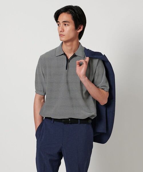 [2枚] UNITED ARROWS Cozy ニットポロ ブラック L UNITED ARROWS｜ショートスリーブ ニットポロシャツ UA COZY