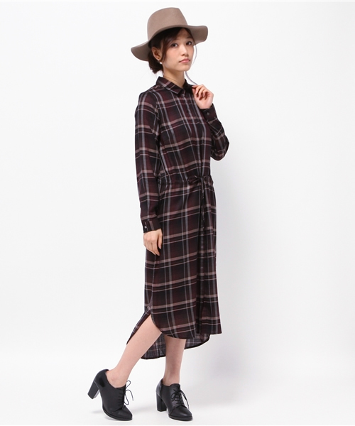 Andemiu アンデミュウ の チェックシャツロングワンピース 2133 ワンピース Wear