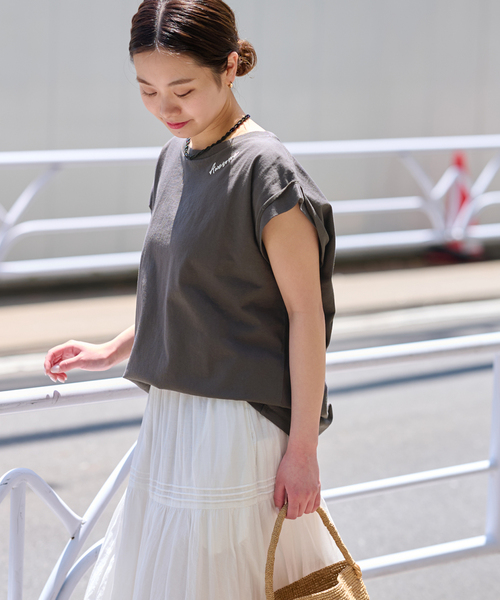 JOURNAL STANDARD relume(ジャーナルスタンダード レリューム)の「《追加》刺繍ロゴフレンチTEE(Tシャツ/カットソー・レディース・ホワイト系その他/ブラック系その他/ホワイト×ホワイト・FREE)」の18枚目の写真