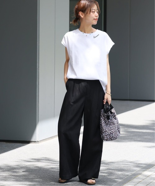JOURNAL STANDARD relume(ジャーナルスタンダード レリューム)の「《追加》刺繍ロゴフレンチTEE(Tシャツ/カットソー・レディース・ホワイト系その他/ブラック系その他/ホワイト×ホワイト・FREE)」の20枚目の写真