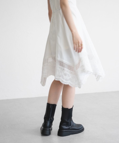 raffime（ラフィミー）の「コットンレースイレヘムキャミソールワンピース（ワンピース・レディース・オフホワイト/ブラック・フリー）」の6枚目の写真