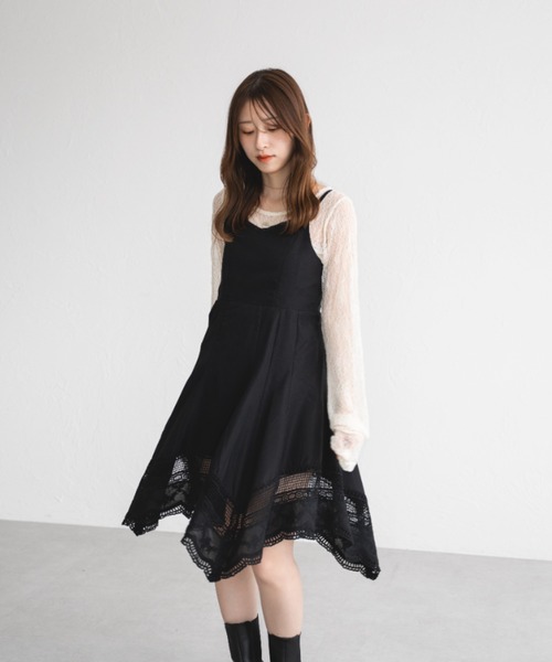 【大人気】Elie Tahari ★ コットン レース ヘム ワンピース セール】コットンレースイレヘムキャミソールワンピース