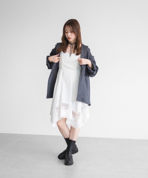 raffime（ラフィミー）の「コットンレースイレヘムキャミソールワンピース（ワンピース・レディース・オフホワイト/ブラック・フリー）」の11枚目の写真