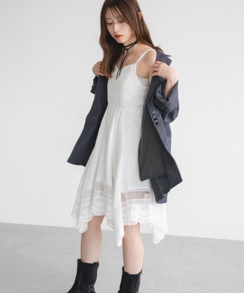 raffime（ラフィミー）の「コットンレースイレヘムキャミソールワンピース（ワンピース・レディース・オフホワイト/ブラック・フリー）」の7枚目の写真