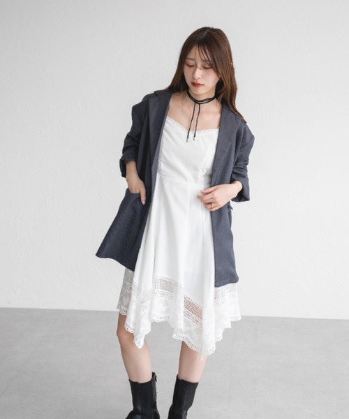 raffime（ラフィミー）の「コットンレースイレヘムキャミソールワンピース（ワンピース・レディース・オフホワイト/ブラック・フリー）」の9枚目の写真