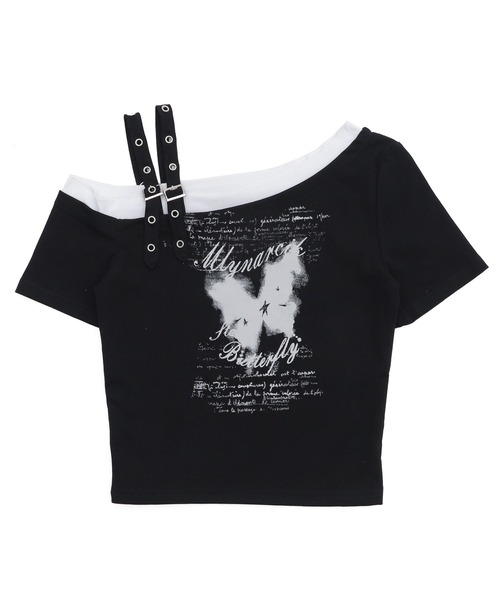 dispark(ディスパーク)の「DISPARK/バタフライオフショルピチT(Tシャツ/カットソー・レディース・ホワイト/ブラック・FREE)」の15枚目の写真