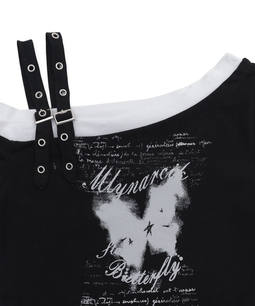 dispark(ディスパーク)の「DISPARK/バタフライオフショルピチT(Tシャツ/カットソー・レディース・ホワイト/ブラック・FREE)」の17枚目の写真