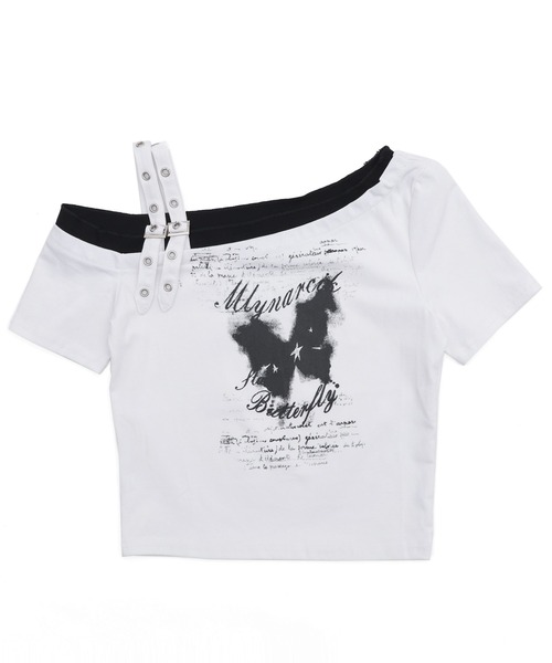 dispark(ディスパーク)の「DISPARK/バタフライオフショルピチT(Tシャツ/カットソー・レディース・ホワイト/ブラック・FREE)」の14枚目の写真