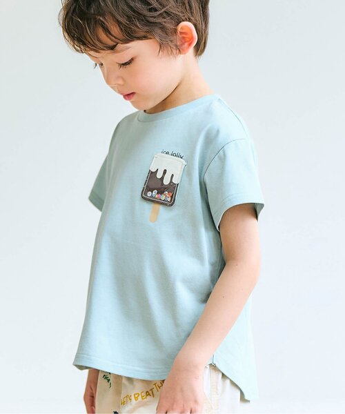 apres les cours(アプレレクール)の「【UVカット/速乾/接触冷感】モチーフポケット半袖Tシャツ_ジュニア対応(Tシャツ/カットソー・キッズ・アイボリー/ピンク/ミント/イエロー・120/130/100/110/80/90)」の3枚目の写真