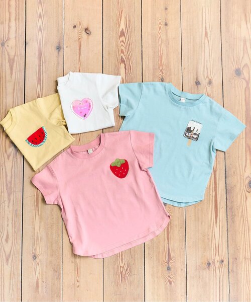 apres les cours(アプレレクール)の「【UVカット/速乾/接触冷感】モチーフポケット半袖Tシャツ_ジュニア対応(Tシャツ/カットソー・キッズ・アイボリー/ピンク/ミント/イエロー・120/130/100/110/80/90)」の8枚目の写真