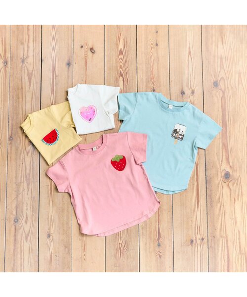 apres les cours(アプレレクール)の「【UVカット/速乾/接触冷感】モチーフポケット半袖Tシャツ_ジュニア対応(Tシャツ/カットソー・キッズ・アイボリー/ピンク/ミント/イエロー・120/130/100/110/80/90)」の21枚目の写真