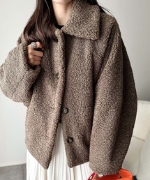 モコっとかわいく、冬支度♪ふんわり軽やか×暖かみたっぷり!コクーンシルエットテディベアボアブルゾン