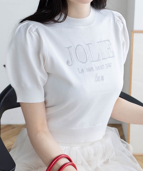 新品、ジバンシイロゴ半袖ニットトップス 刺繍ロゴ半袖ニット[gn134] | レディースファッション通販の