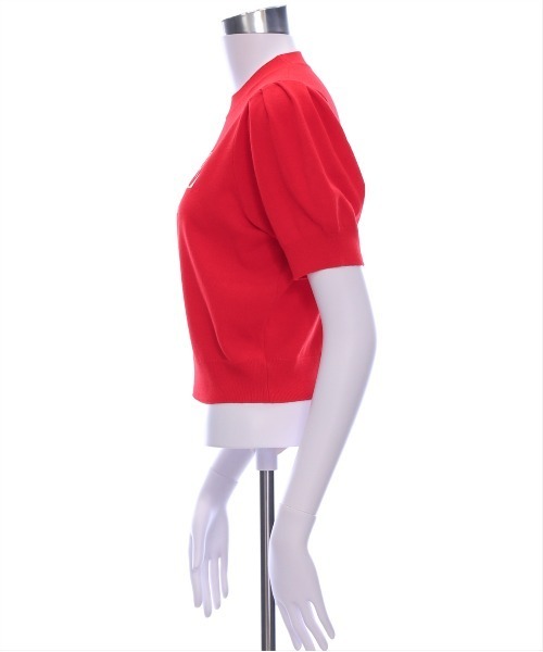 clear（クリア）の「ロゴ刺繍半袖ニットトップス[着回し力抜群 上品 大人 フェミニン]（ニット/セーター・レディース・グレー/レッド/アイボリー/ブラック/モカ/ボルドー・F）」の12枚目の写真