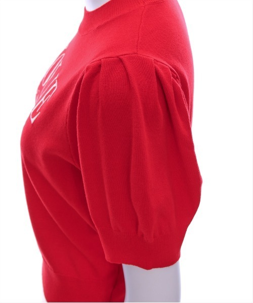 clear（クリア）の「ロゴ刺繍半袖ニットトップス[着回し力抜群 上品 大人 フェミニン]（ニット/セーター・レディース・グレー/レッド/アイボリー/ブラック/モカ/ボルドー・F）」の19枚目の写真