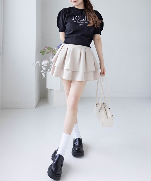 clear（クリア）の「ロゴ刺繍半袖ニットトップス[着回し力抜群 上品 大人 フェミニン]（ニット/セーター・レディース・グレー/レッド/アイボリー/ブラック/モカ/ボルドー・F）」の10枚目の写真