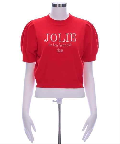 clear（クリア）の「ロゴ刺繍半袖ニットトップス[着回し力抜群 上品 大人 フェミニン]（ニット/セーター・レディース・グレー/レッド/アイボリー/ブラック/モカ/ボルドー・F）」の22枚目の写真