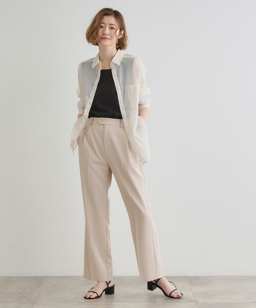 grove（グローブ）の「ひんやり、すらり。夏の美シルエット ドレープストレートパンツ（その他パンツ・レディース・ブラック/ベージュ/グレー・03/02/01/04/05）」の13枚目の写真