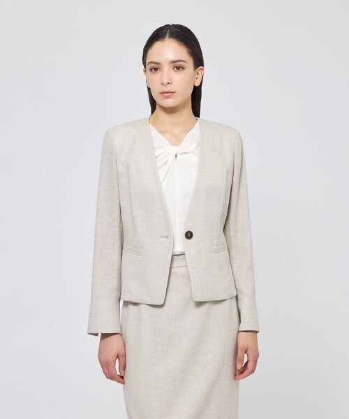 EPOCA（エポカ）の「スラブストレッチ ノーカラージャケット（ノーカラージャケット・レディース・ネイビー/ベージュ/パープル系その他4・38/40）」の2枚目の写真